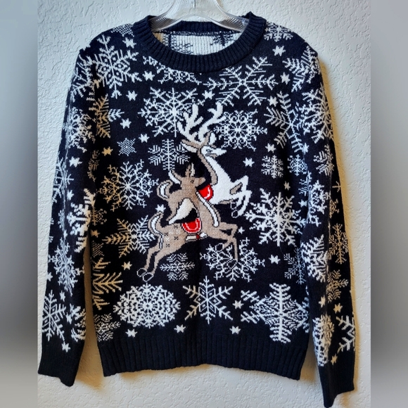 Black and white Christmas Holiday wool sweater, size S, new - Picture 1 of 3